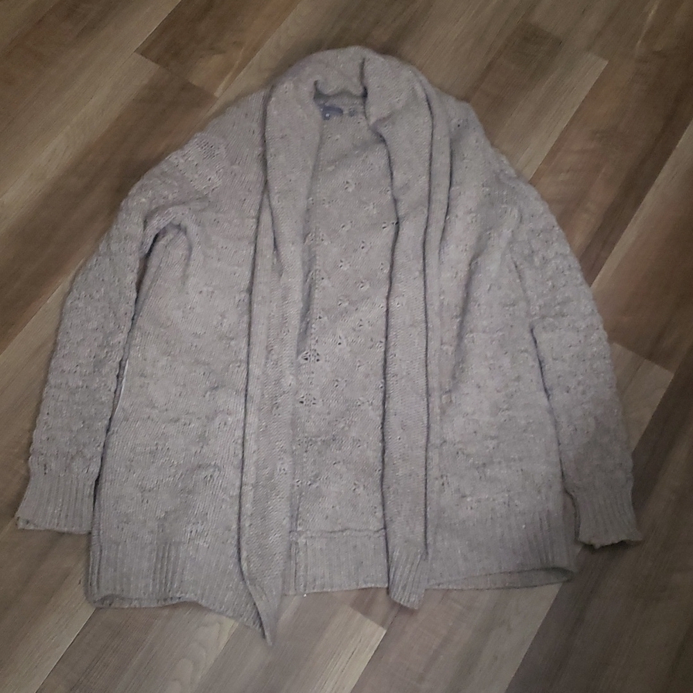 Vince Cable Knit Wool Blend Open Front Cardigan Neutral Taupe - Picture 2 of 4